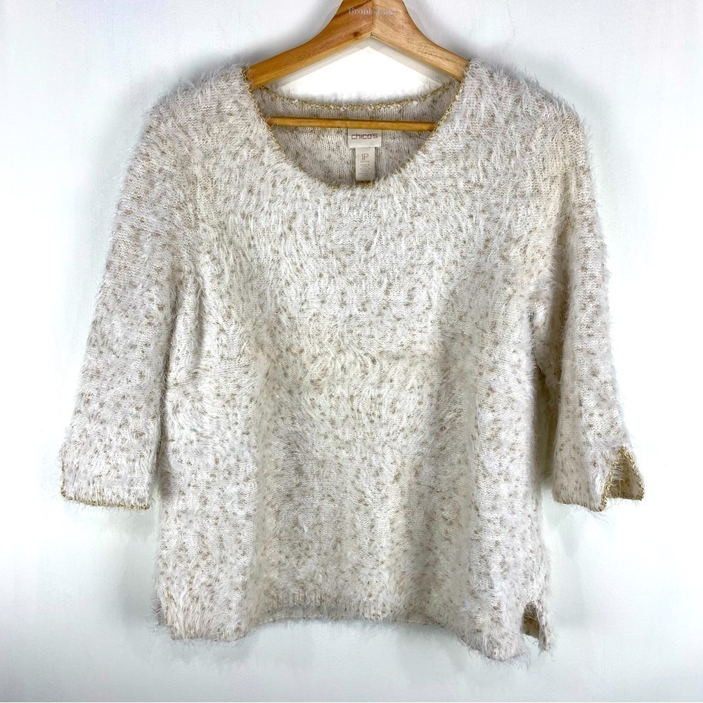 Chico's: Super Soft Eyelash Shine Glitter Sparkle Pullover Sweater Size 1P (NWT)